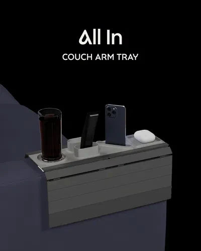 All In — Modular Sofa Side Table — product title card for the All In couch arm tray on a black background.