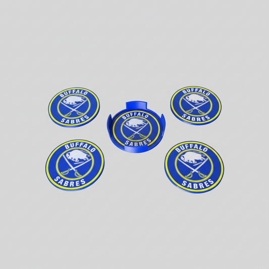 Blue & Gold Hockey Coaster Set with Holder