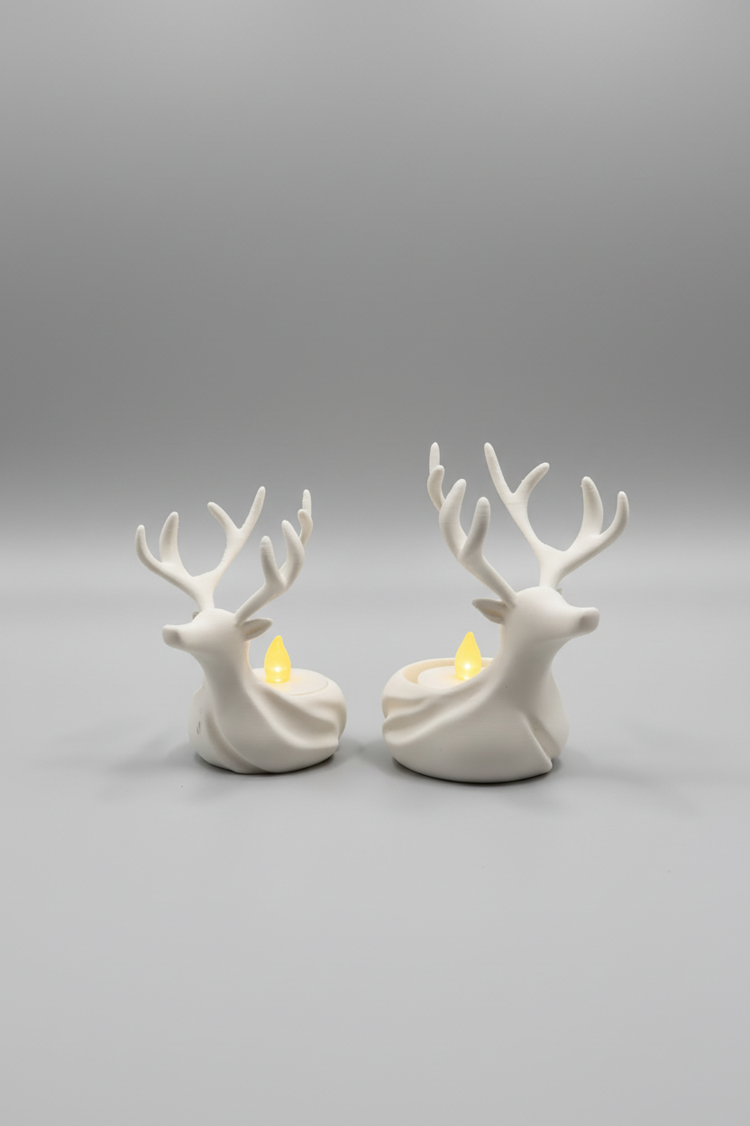 Reindeer LED Tealight Holders — Set of 2