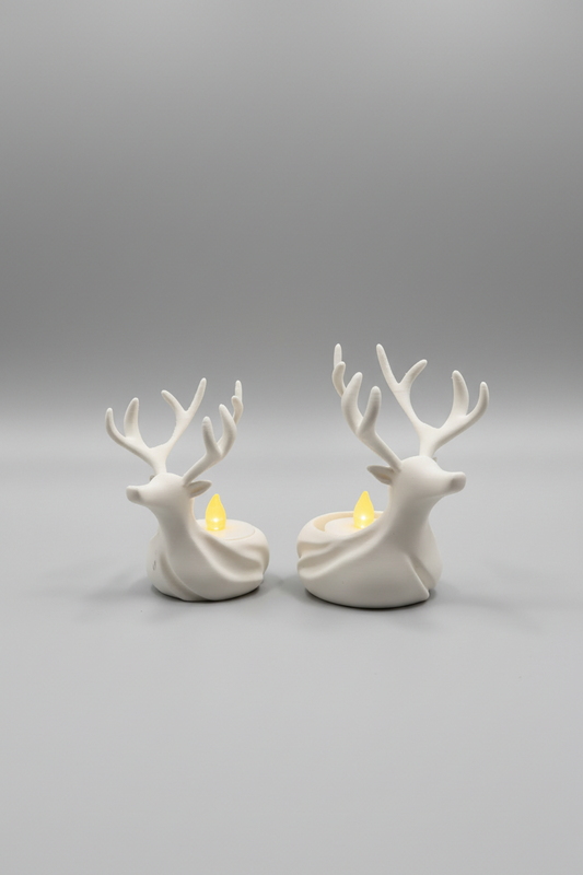 Reindeer LED Tealight Holders — Set of 2